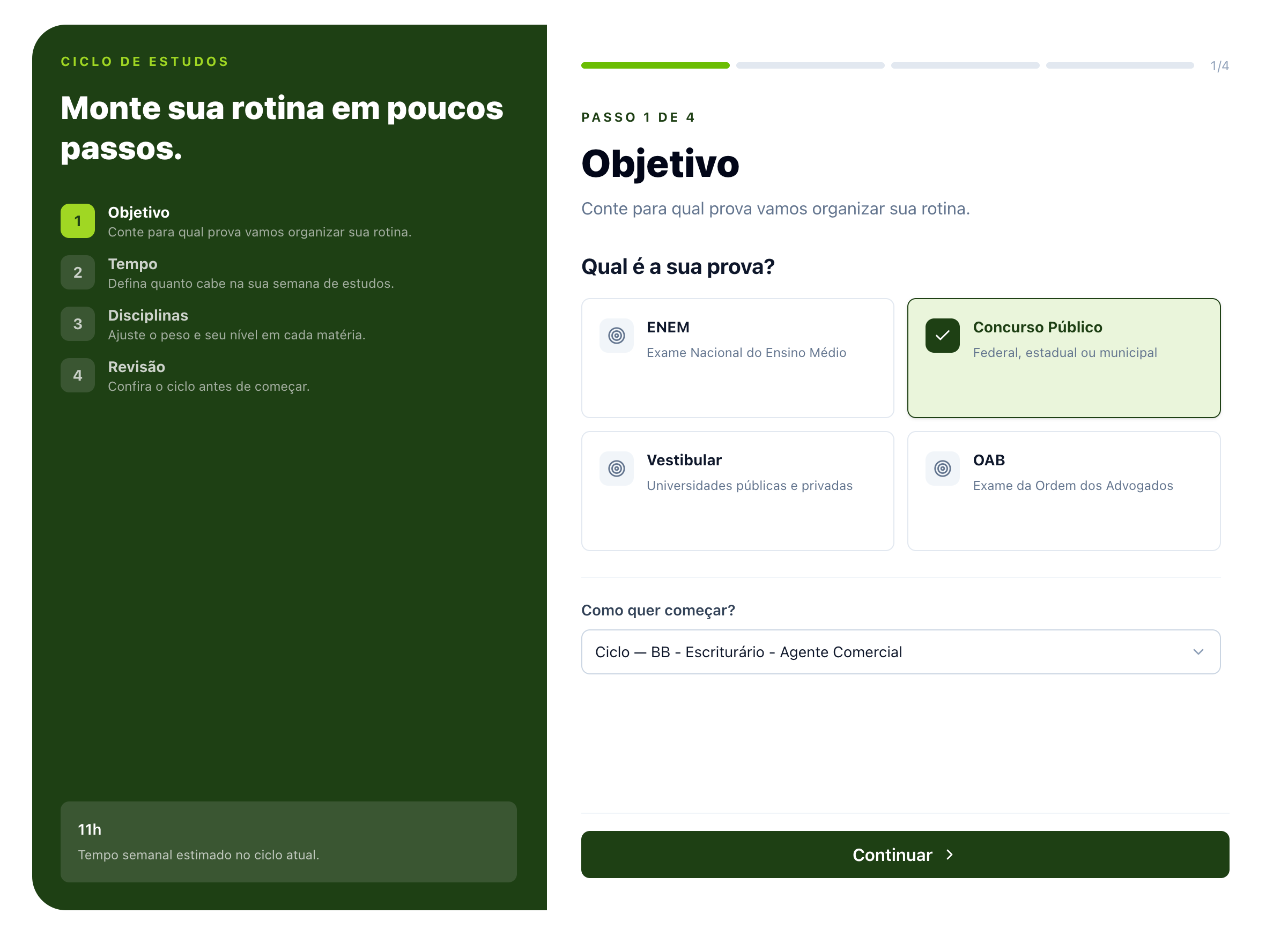 Passo 1 para criar seu plano de estudos em ciclo